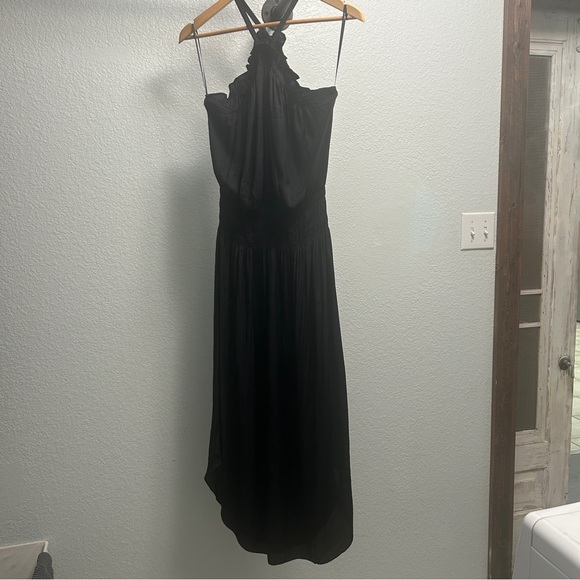KLd criss cross neck ruffle black maxi dress Women’s Size Medium made in USA - Picture 1 of 7